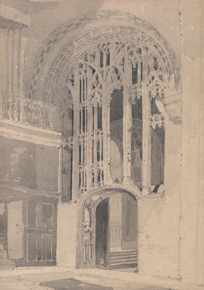 Interior of Norwich Cathedral: Doorway and Screen Between the South Transept and the Aisle of the Presbytery by John Sell Cotman